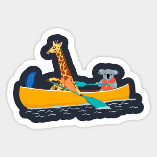 Animals in a Canoe Sticker